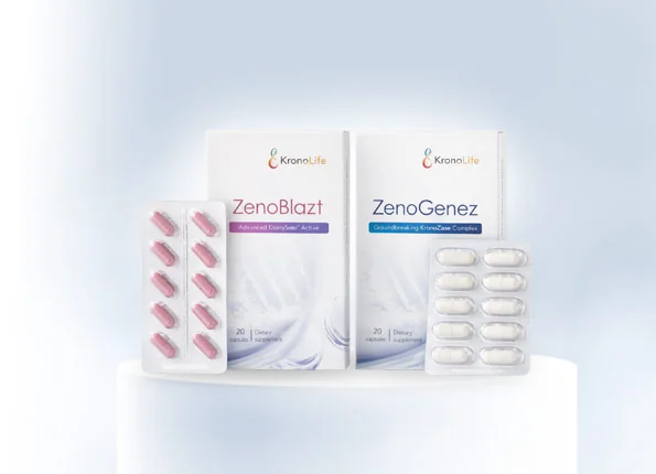 KronoLife ZenoBlazt and ZenoGenez supplement boxes